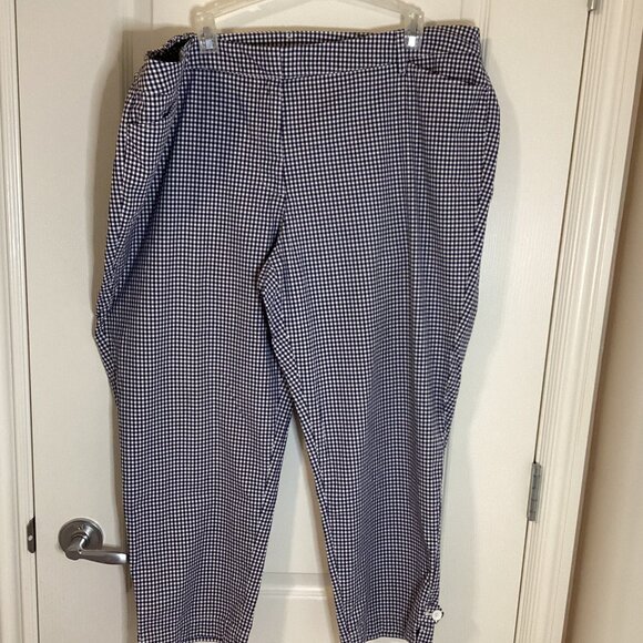 Talbots Perfect Crop Women's Pants Blue White Gingham Check Cotton Size 18W - Picture 1 of 12